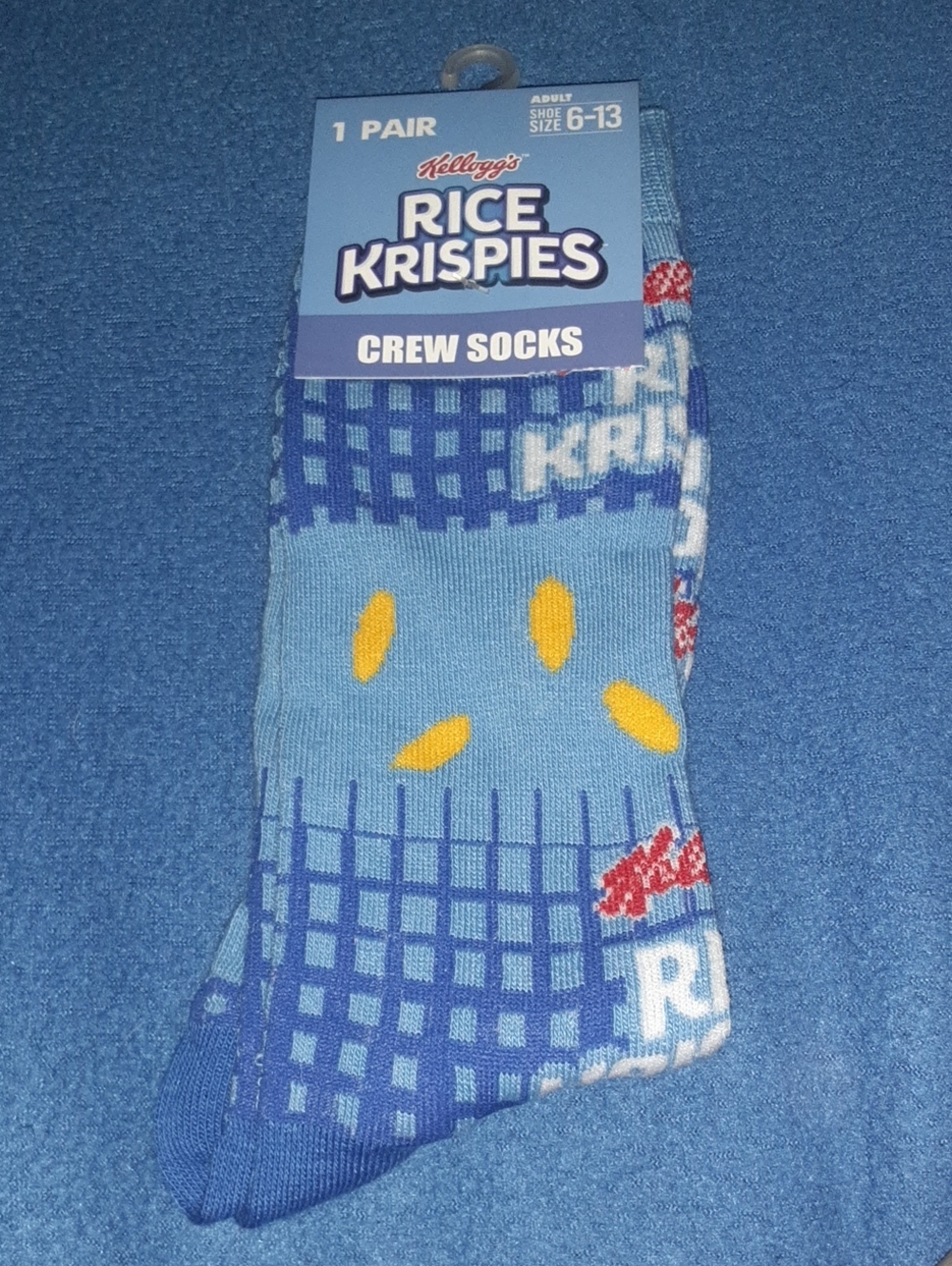 Kellogg's Rice Krispies Blue Crew Socks - Men's Novelty Socks